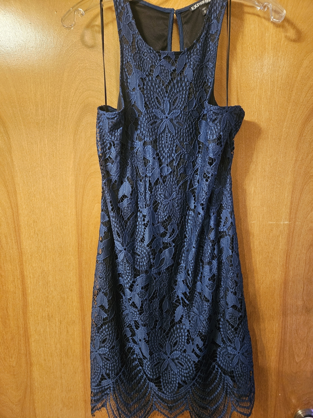 Express Navy Floral Crochet Lace Midi Dress